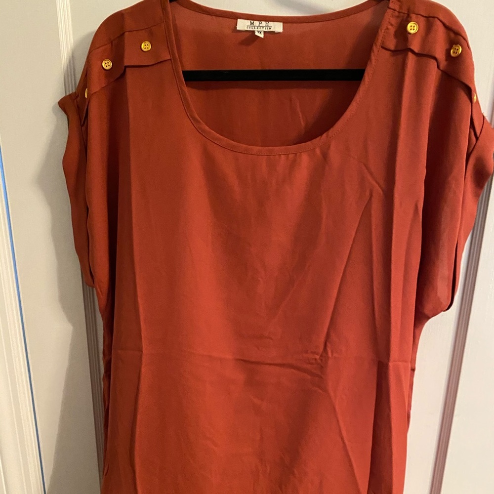 Terracotta  colored dress shirt by MPH Collections